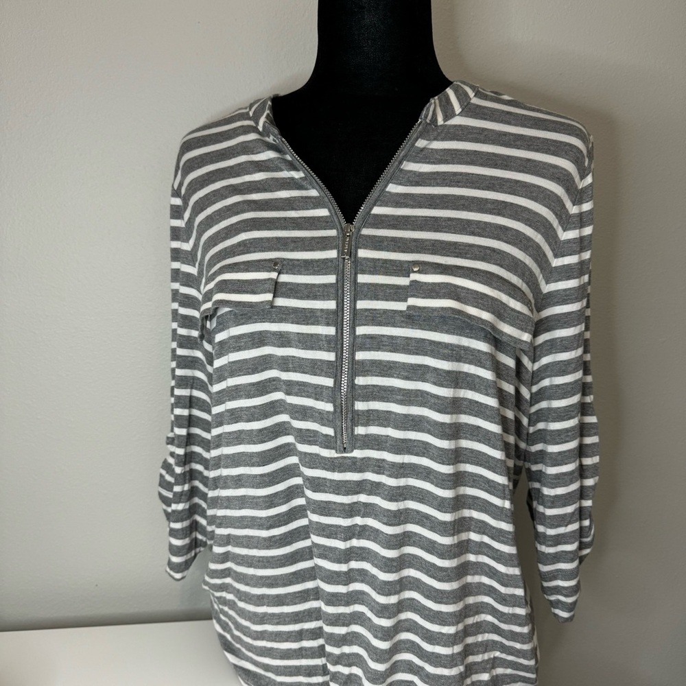 Calvin Klein striped women’s 3/4 sleeve blouse large